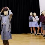 Year 9 Drama students participate in a mask workshop 