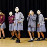 Year 9 Drama students participate in a mask workshop 