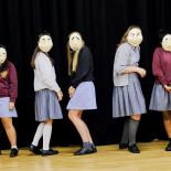 Year 9 Drama students participate in a mask workshop 