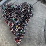 Students at St Michael&#39;s form a heart shape to illustrate our school theme this year  which is &#39;Kindness&#39;.